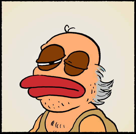 タンクトップを着てちょっとボーッとしているフィッシュ